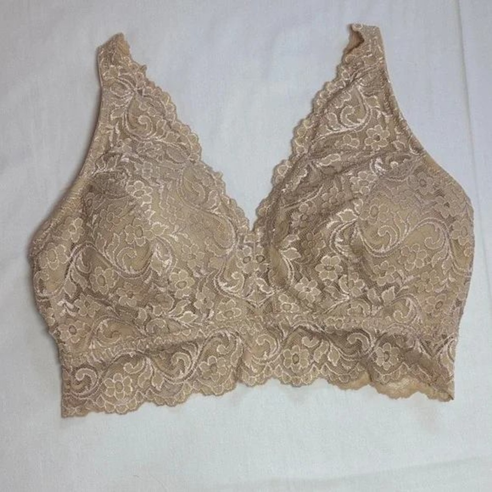 Smart Sexy Lace Comfort Wireless Full Coverage‎ Seamless Tan Womens XL NWT